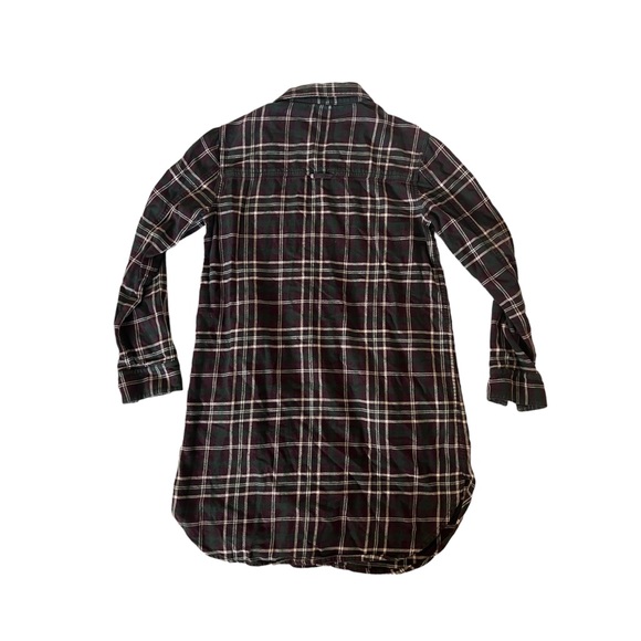 Roots Plaid Flannel Button Down Long Sleeve Mini Dress Size XS - Picture 2 of 6
